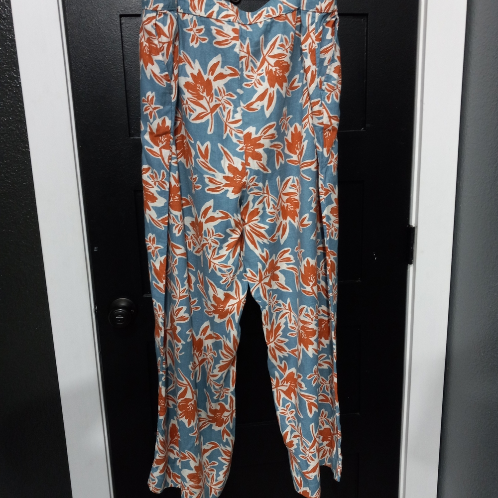Denim & Co. Naturals Printed Wide Leg Linen Blend Pants Plus Size 3X - Picture 2 of 11